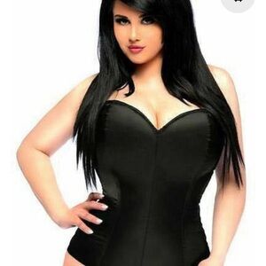 Daisy Corsets Women's Lavish Sweetheart Corset Romper Bodysuit 2XL black snap